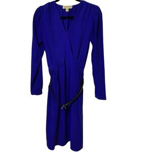 Michael Kors wrap Royal blue dress with black belt size M​